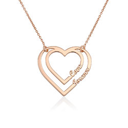 Gravierte Herzkette mit 2 namen aus Rosévergoldung Produktfoto