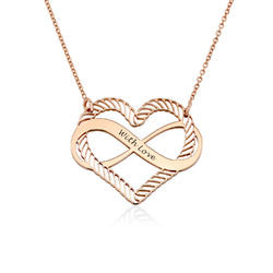 Infinity Halskette mit eingraviertem Herz in Roségold Produktfoto