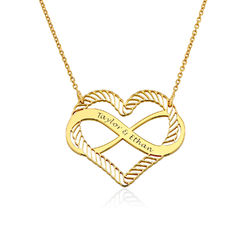 Infinity Halskette mit eingraviertem Herz in Gold-Vermeil Produktfoto