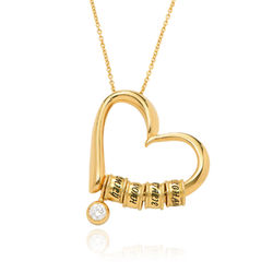 Charmante Herz-Halskette mit gravierten Perlen in Gold-Vermeil mit Produktfoto