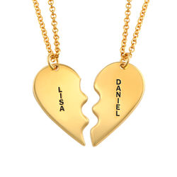 Gebrochene Herzkette für Pärchen in vergoldem Silber Produktfoto