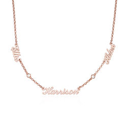 Diamant-Namenskette mit bis zu 5 Namen in rosévergoldetem Silber Produktfoto