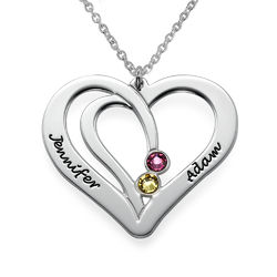 Herzpaar-Halskette mit Geburtssteinen aus 940 Premium Silber Produktfoto