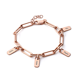 Gliederarmband mit personalisierten Tag Charms in rosévergoldetem Produktfoto