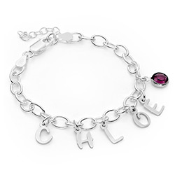 Buchstaben Charm - Armband für Mädchen in Sterling Silber Produktfoto