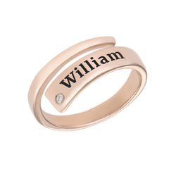 Op maat gemaakte naam ring met diamant in 750er Rosévergoldung Produktfoto