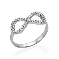 925er Silber Infinity-Unendlich Ring mit Zirkonia Edelsteinen Produktfoto