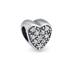 Herzförmige Charm-Perle mit Zirkonia Produktfoto