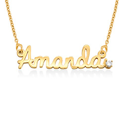 Kursive Namenskette aus Vergoldete mit Diamant Produktfoto