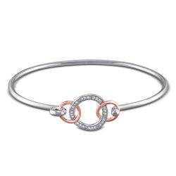1/10 CT. T.W. Diamond Infinity Circle Bangle in Sterling Silver with product photo