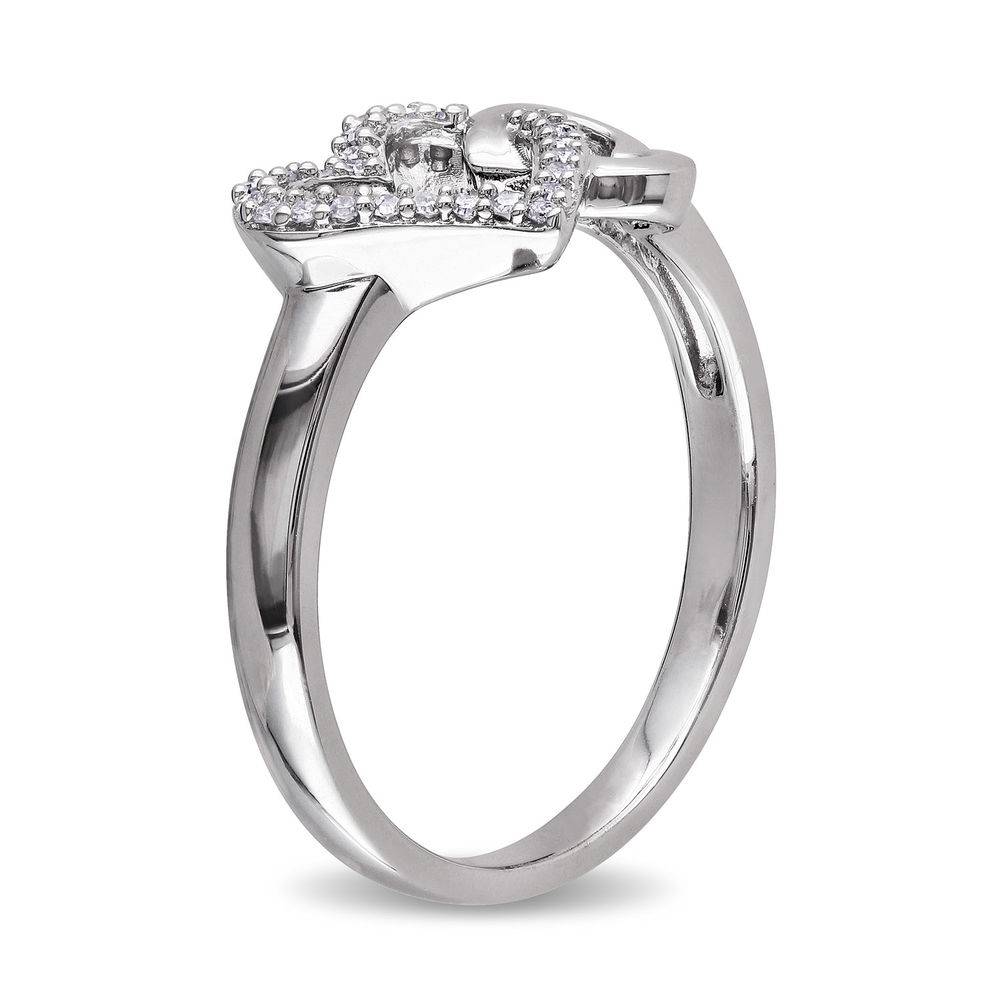 1/10 CT. T.W. Diamond Interlocked Hearts Ring in Sterling Silver