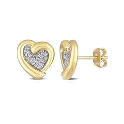 1/6 CT. T.W. Diamond Heart Stud Earrings in Gold Plated Sterling product photo