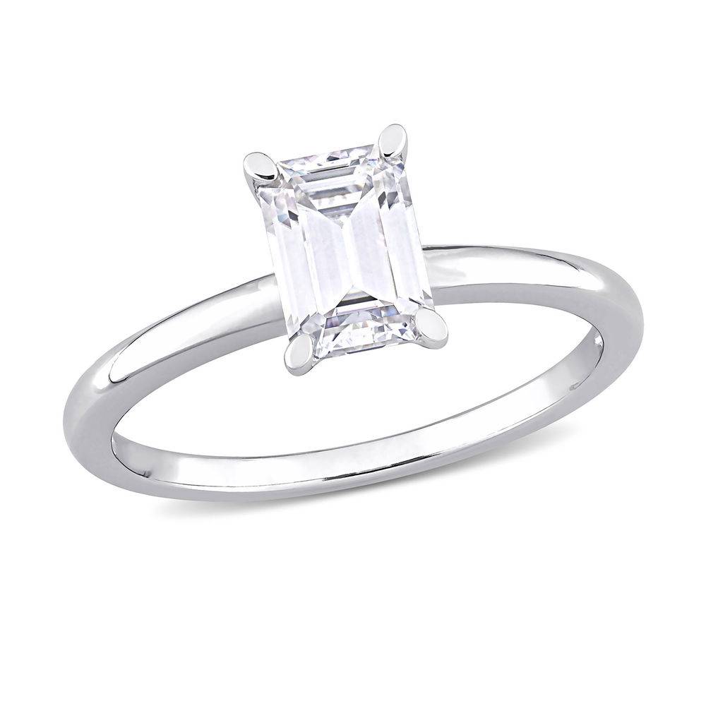 1 C.T T.G.W. Moissanite Octagon-cut Ring in Sterling Silver
