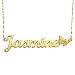 10K Solid Gold Butterfly Name Necklace product photo