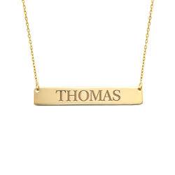 10K Yellow Gold Engraved Bar Necklace product photo