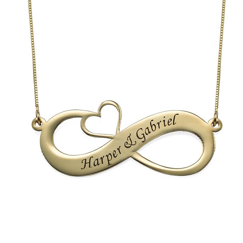 14ct Engraved Infinity Necklace with Cut Out Heart product photo