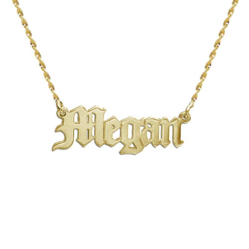 14k Gold Old English Style Name Necklace