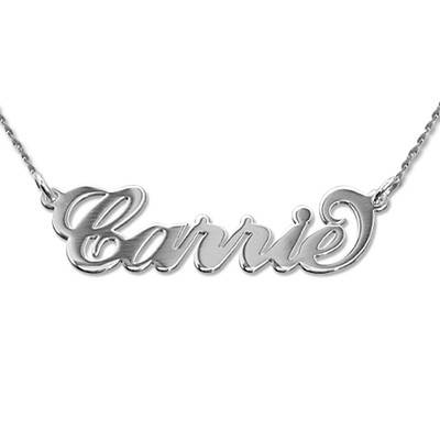 14ct White Gold Carrie Name Necklace - Twist Chain