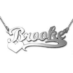14k White Gold Heart Name Necklace product photo