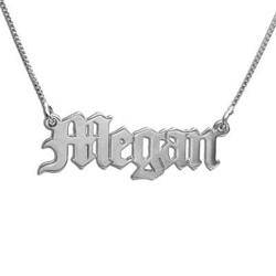 14k White Gold Old Englsih Style Name necklace product photo