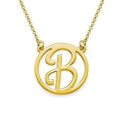 Gold Plated Cut Out Initial Necklace-3 product photo