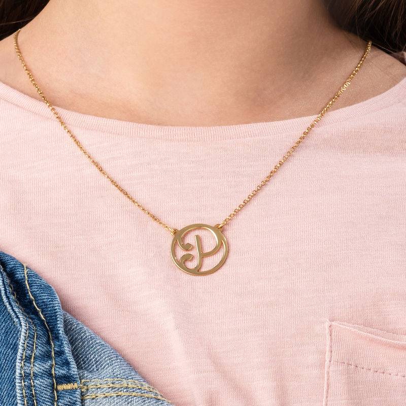 18k Gold Plated Cut Out Initial Necklace-2 product photo