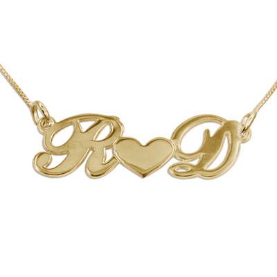 Couples Heart Necklace with Initial in 18ct Gold Plating-1 product photo