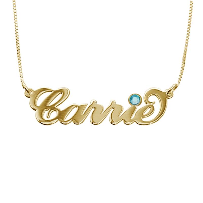 "Carrie" Namenskette mit Geburtsstein in vergoldetem Silber