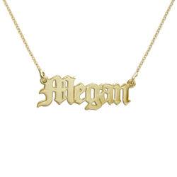18k Gold-Plated Silver Old English Style Gothic Name Necklace product photo