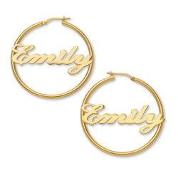 18k Gold Plated Sterling Silver Hoop Name Earrings product photo