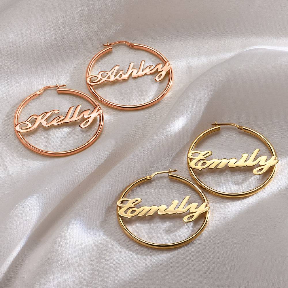 Emily Hoop Name Earrings in 18ct  Gold Plating