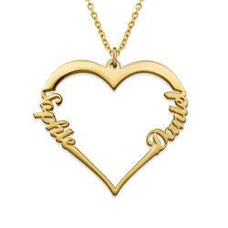 Herzförmige Halskette mit zwei Namen aus 750er Gold Vermeil Produktfoto