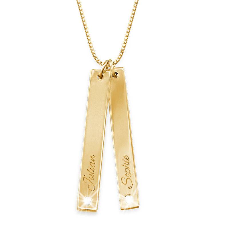 18k Gold Vermeil Vertical Bar Necklace with Diamond-2 product photo