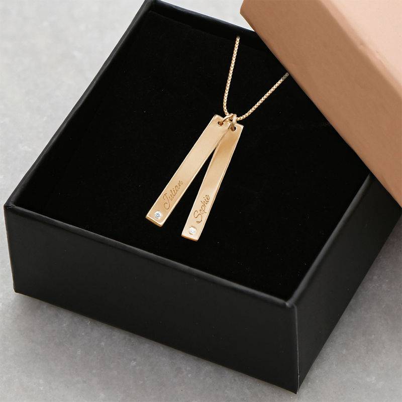 18k Gold Vermeil Vertical Bar Necklace with Diamond-4 product photo