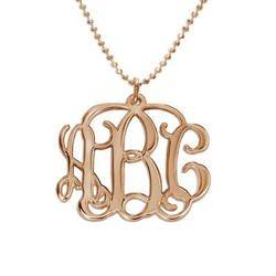 18k Rose Gold Plated Silver Monogram Necklace product photo