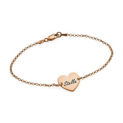 18ct Rose Gold Plated Engraved Heart Couples Bracelet