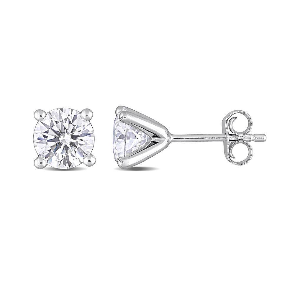 2 C.T T.G.W. Moissanite Solitaire Earrings in Sterling Silver product photo