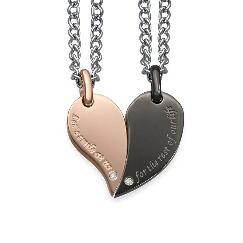 2 Piece Heart Necklace Set for Couples
