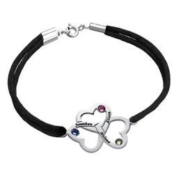 Bracelet 3 cœurs avec pierres de naissance photo du produit