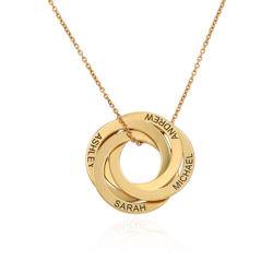Gold-beschichtete Halskette mit 4 russischen Ringen und Gravur Produktfoto