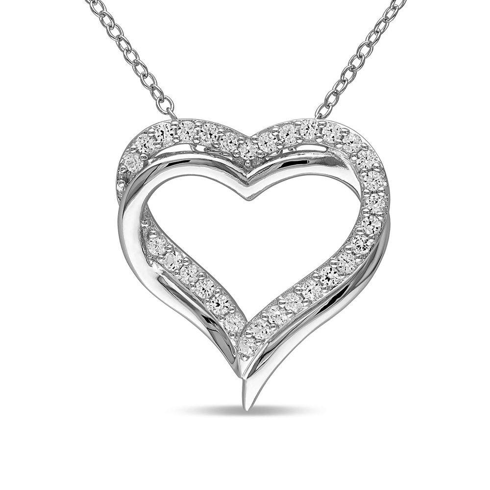 5/8 C.T T.G.W. Lab-grown White Sapphire Heart Pendant in Sterling Silver