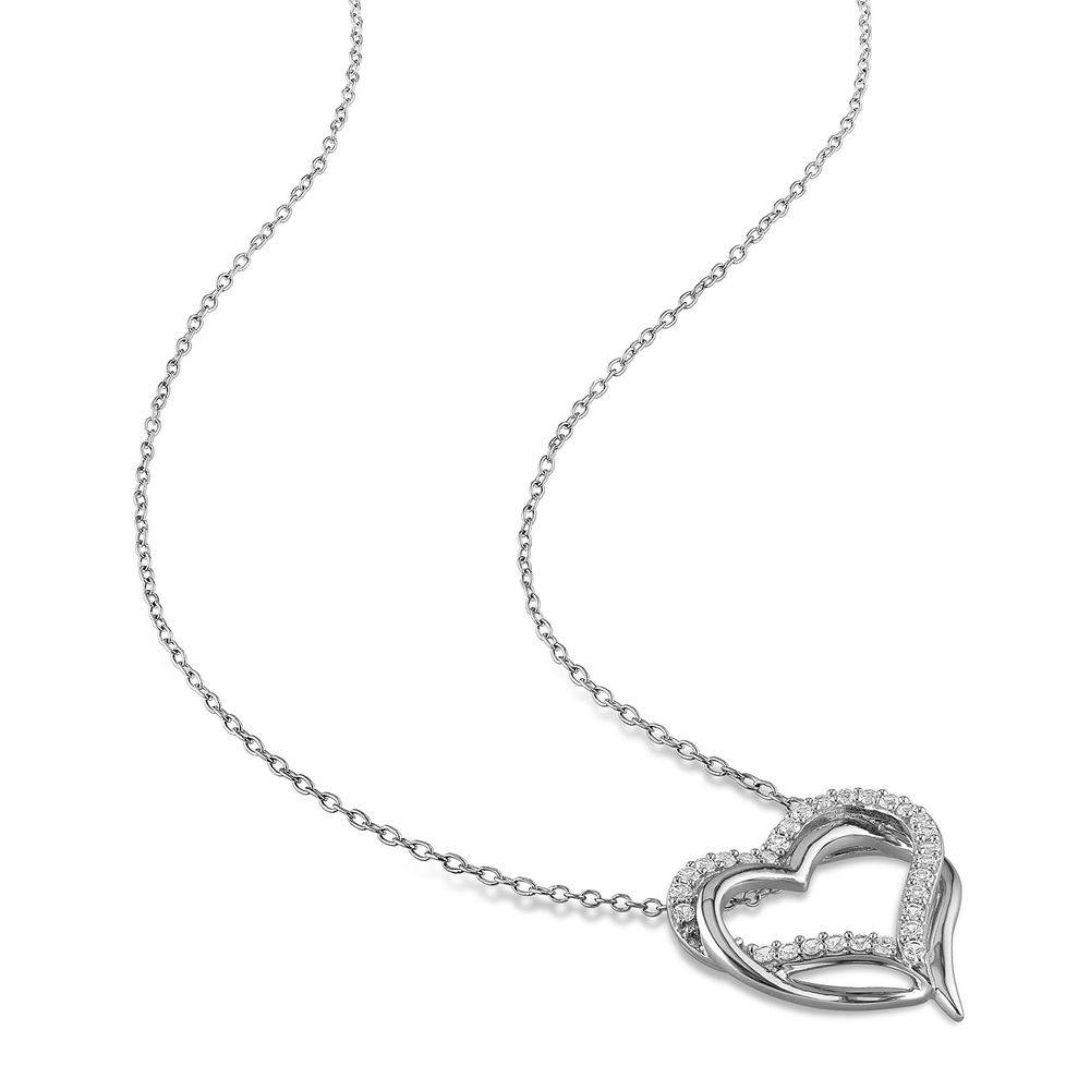 5/8 C.T T.G.W. Lab-grown White Sapphire Heart Pendant in Sterling Silver
