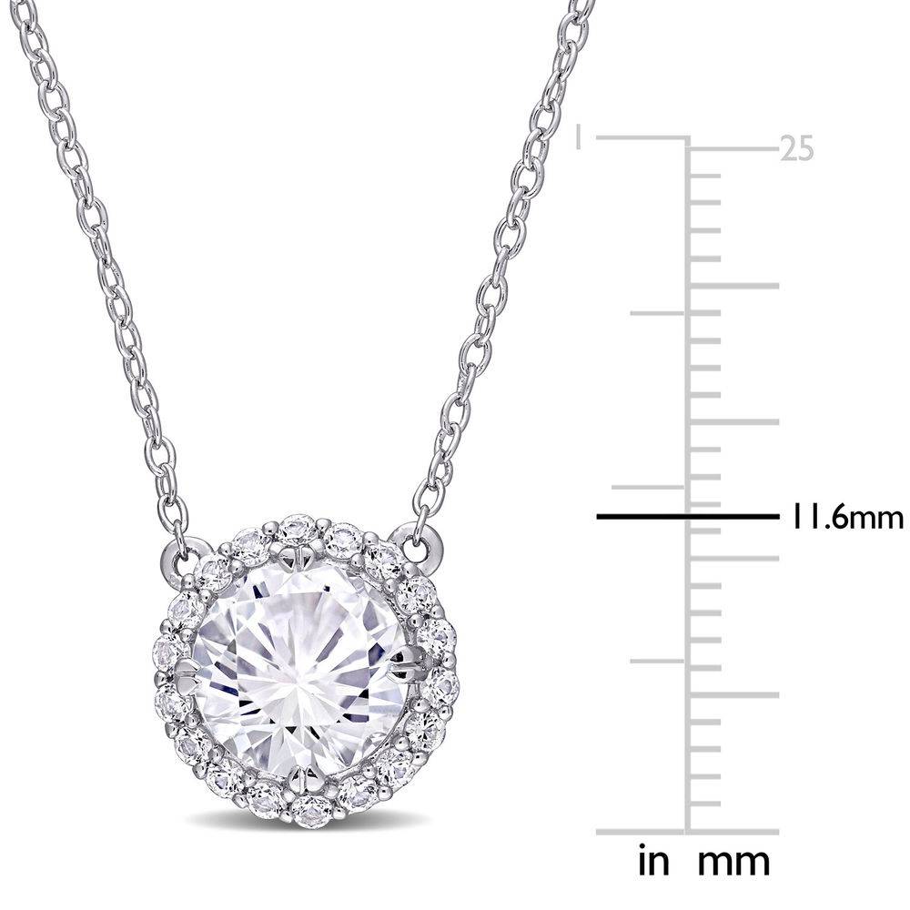 8.0mm Lab-Created White Sapphire Frame Necklace in Sterling Silver