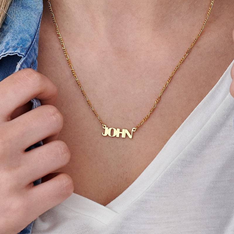 All Caps Name Necklace with New Chain in Gold Vermeil