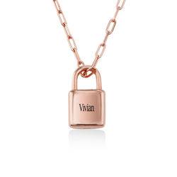 Allie Padlock Link Necklace in Rose Gold Plating product photo