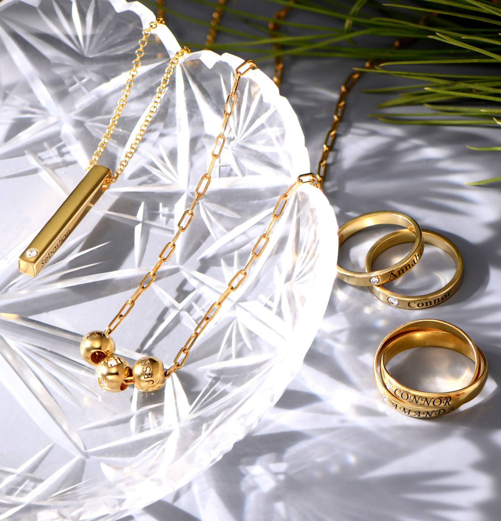 18K Gold-Plated Silver Name Necklace with Birthstone