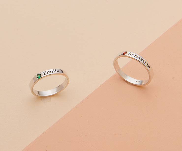 Stackable Birthstone Name Ring in Sterling Silver