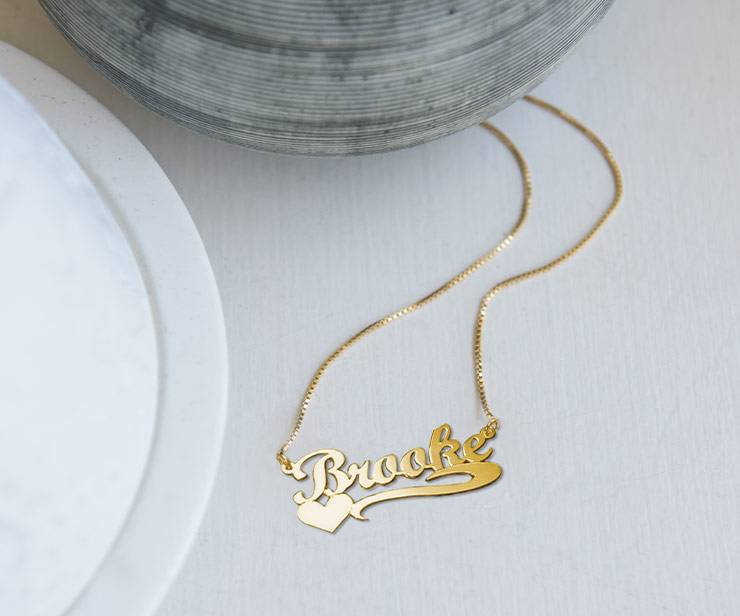 14ct Gold Heart Name Necklace