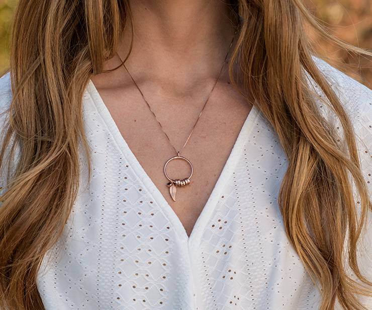 Circle Pendant Necklace with Custom Beads in 18K Gold Plating