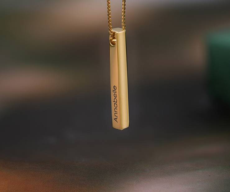Dimensional Love 3D Bar Necklace in Gold Vermeil